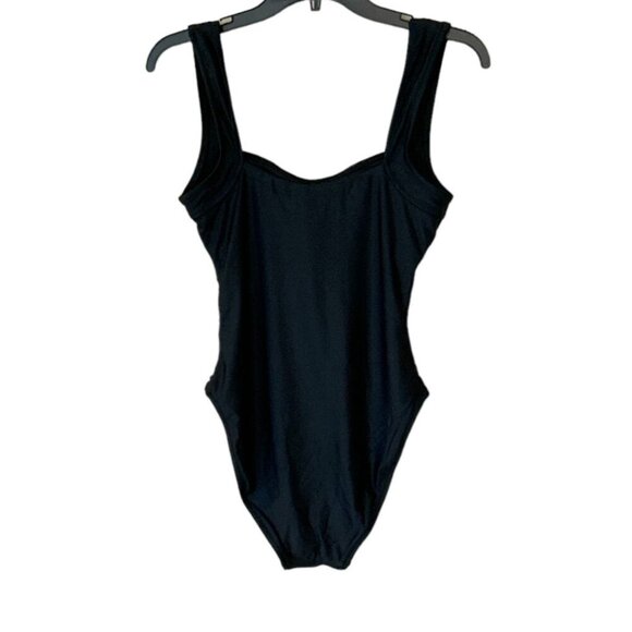 J. Crew Black Ruched Square Neck One Piece Swimsuit Size 10 NWT - Picture 2 of 6